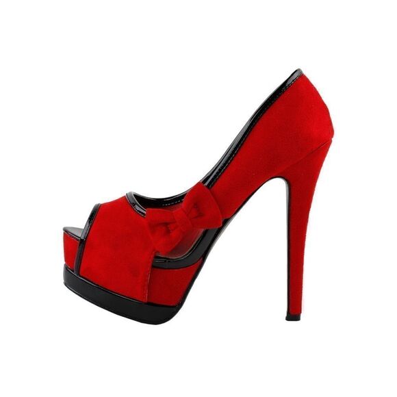 SHOW STORY Sexy 2 Tone Bow Peep Toe Platform Stiletto Pumps Size 37-6.5/7. B55 - Picture 2 of 10